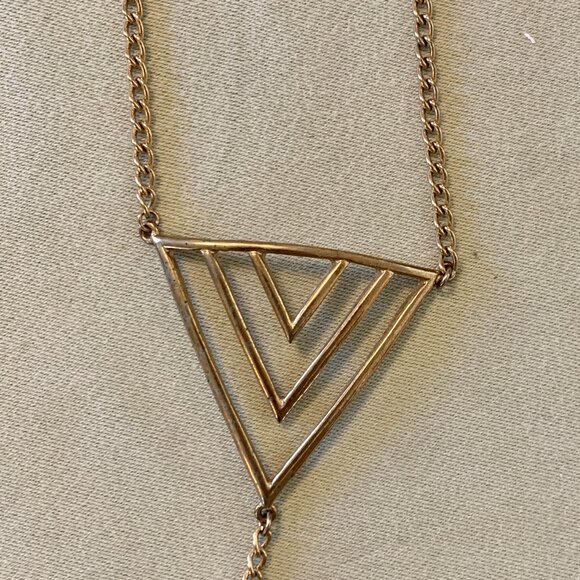 Vintage Boho geometric ring and bracelet connected jewelry set Gold tone OS - Picture 3 of 4